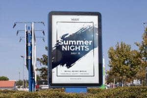 Post and panel sign for summer night made by SignScape in Michigan