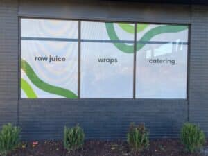 Storefront window decals for restaurants designed by SignScapes