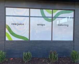 Storefront window decals for restaurants designed by SignScapes